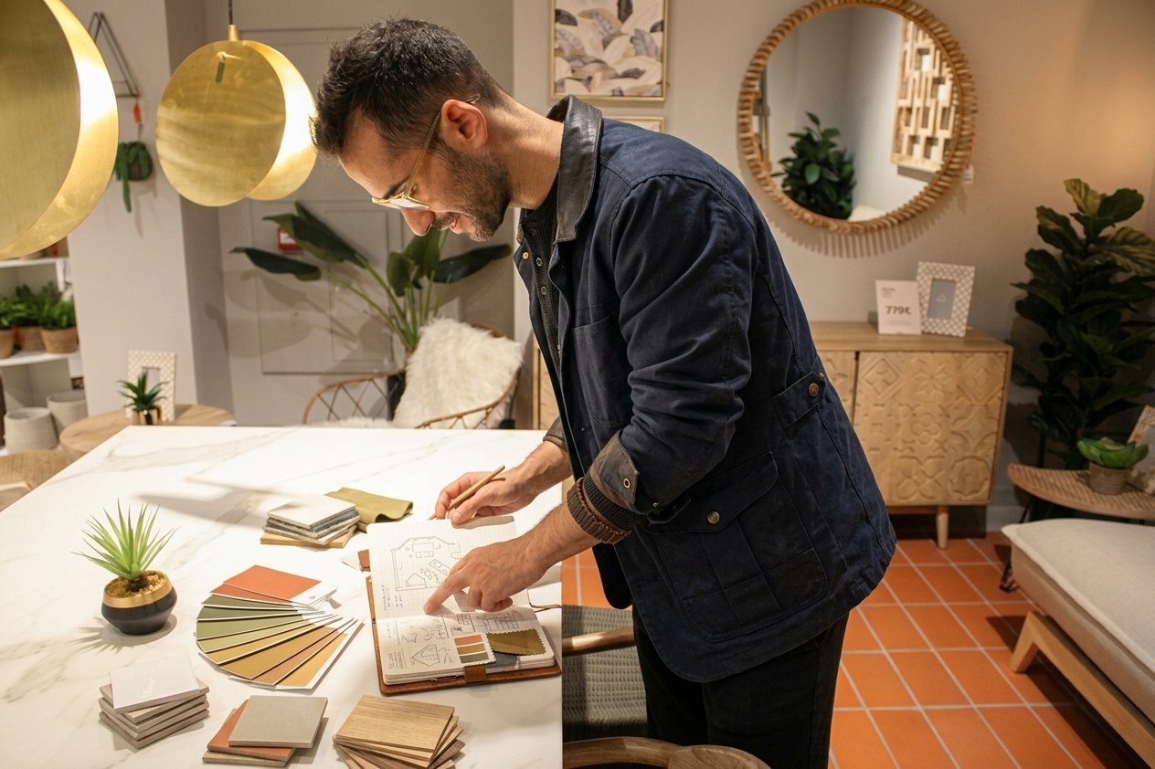 Interior design colour swatches and styling details